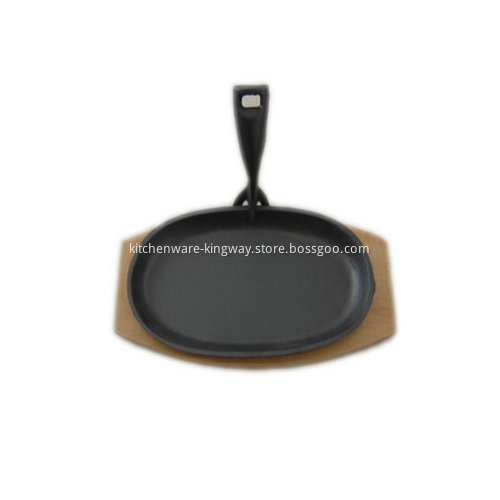 Pre-seasoned Cast Iron Sizzling Pan with wooden base